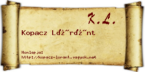 Kopacz Lóránt névjegykártya